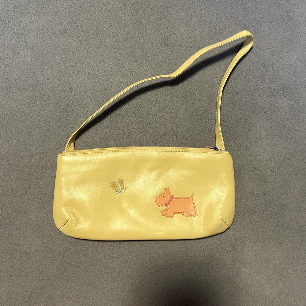 Radley London Yellow Leather Mini Bag Vintage Y2K Dog Classic Small